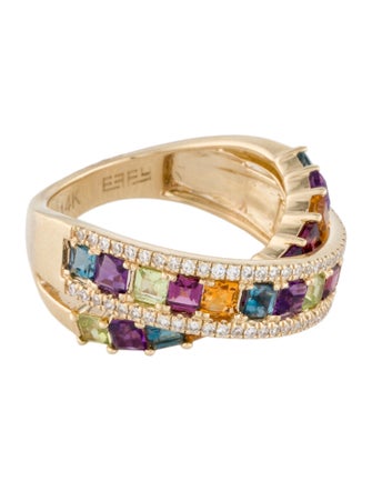 Effy Jewelry 14K Diamond & Multistone Crossover Ring