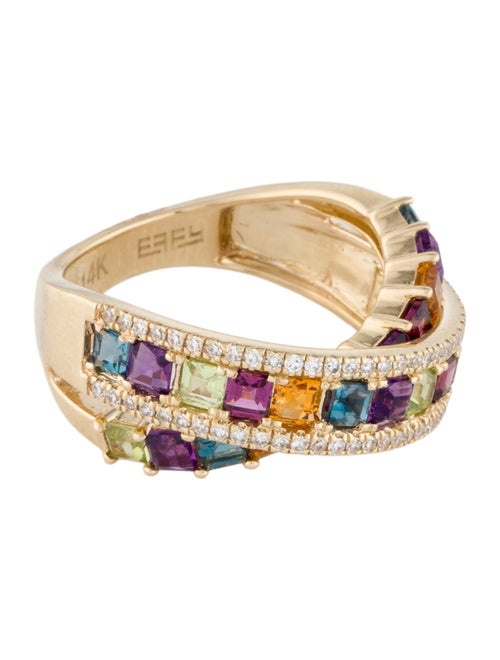 Effy Jewelry 14K Diamond & Multistone Crossover Ring