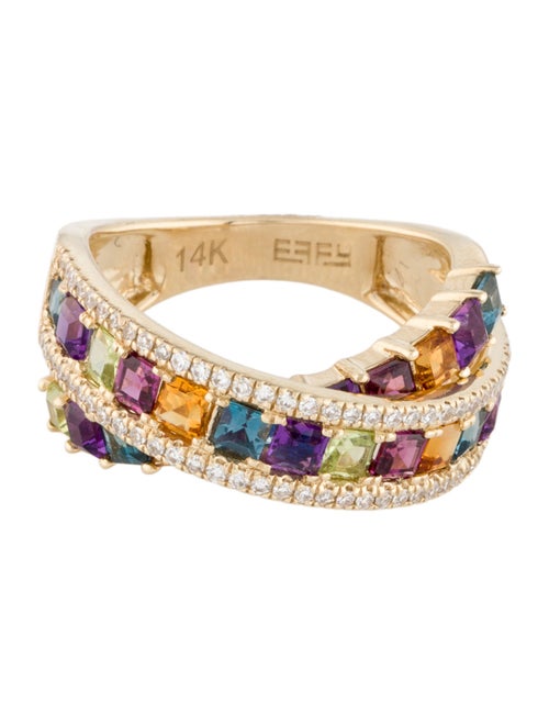 Effy Jewelry 14K Diamond & Multistone Crossover Ring