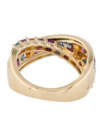Effy Jewelry 14K Diamond & Multistone Crossover Ring