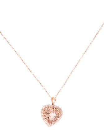 Effy Jewelry 14K 5.50ct Morganite & Diamond Heart Pendant Necklace