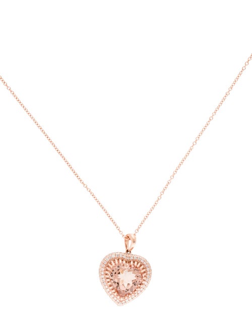 Effy Jewelry 14K 5.50ct Morganite & Diamond Heart Pendant Necklace
