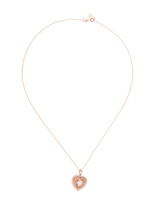 Effy Jewelry 14K 5.50ct Morganite & Diamond Heart Pendant Necklace