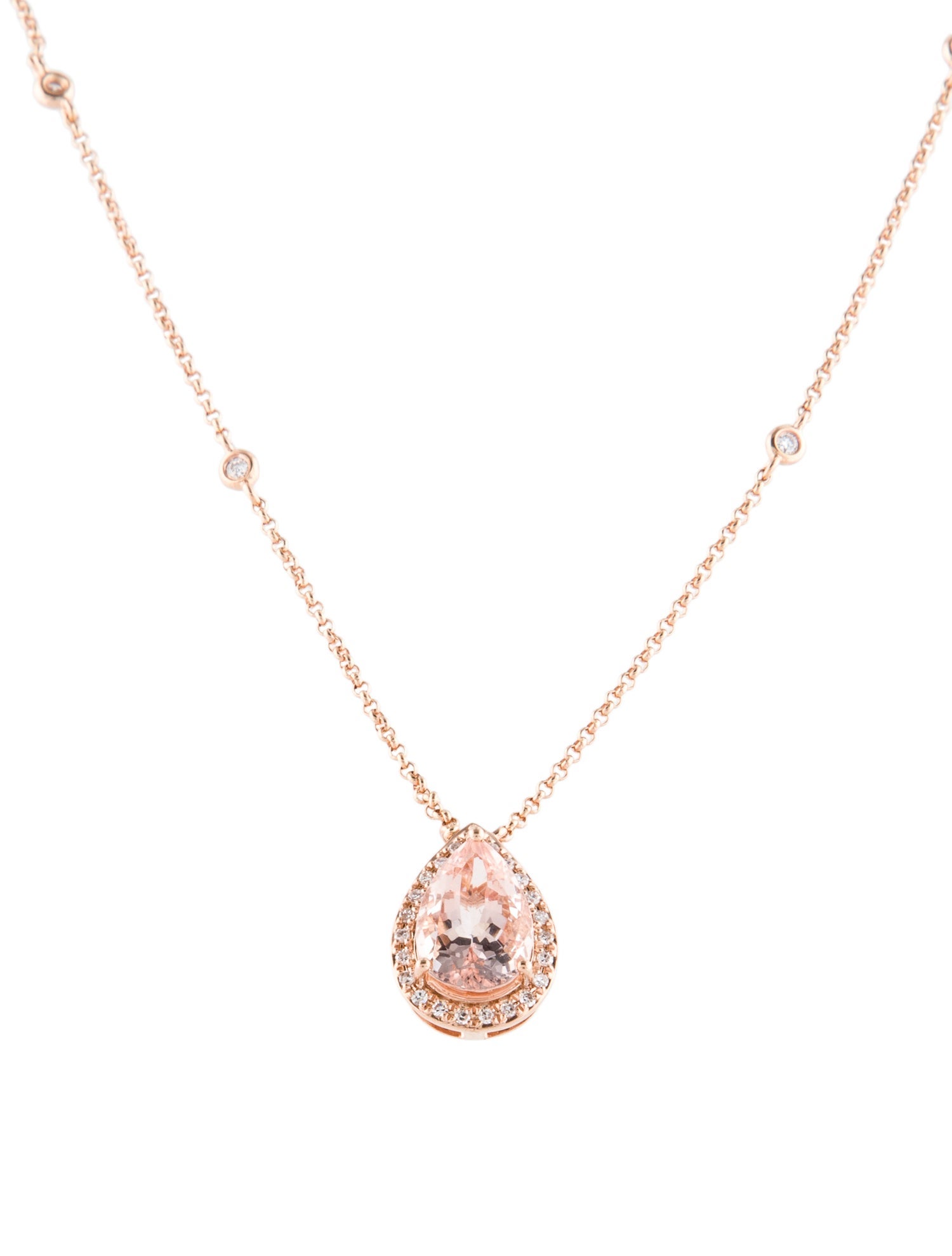 Effy Jewelry 14K 2.15ct Morganite & Diamond Pendant Necklace