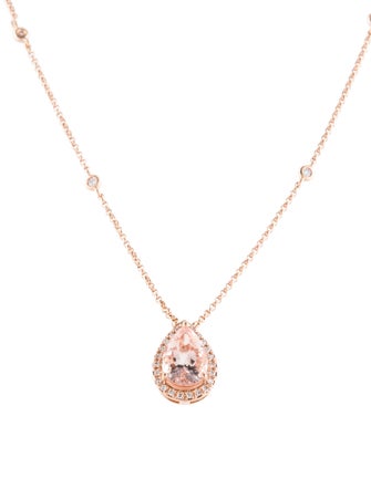 Effy Jewelry 14K 2.15ct Morganite & Diamond Pendant Necklace