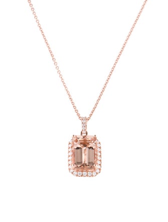 Effy Jewelry 14K 3.85ct Morganite & Diamond Pendant Necklace