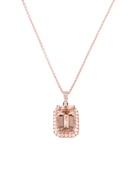 Effy Jewelry 14K 3.85ct Morganite & Diamond Pendant Necklace