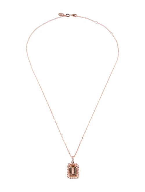 Effy Jewelry 14K 3.85ct Morganite & Diamond Pendant Necklace