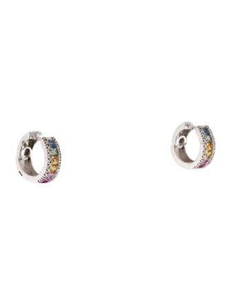 Effy Jewelry 14K 1.60ctw Sapphire & Diamond Hoop Earrings