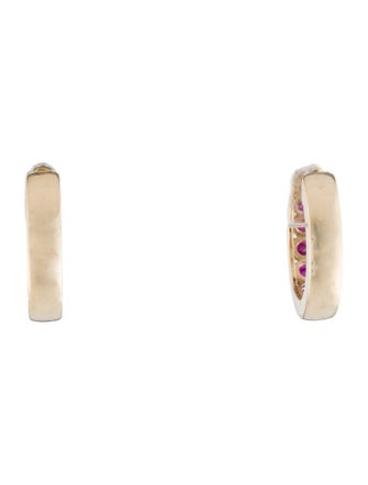 Effy Jewelry 14K 1.40ctw Ruby Hoop Earrings