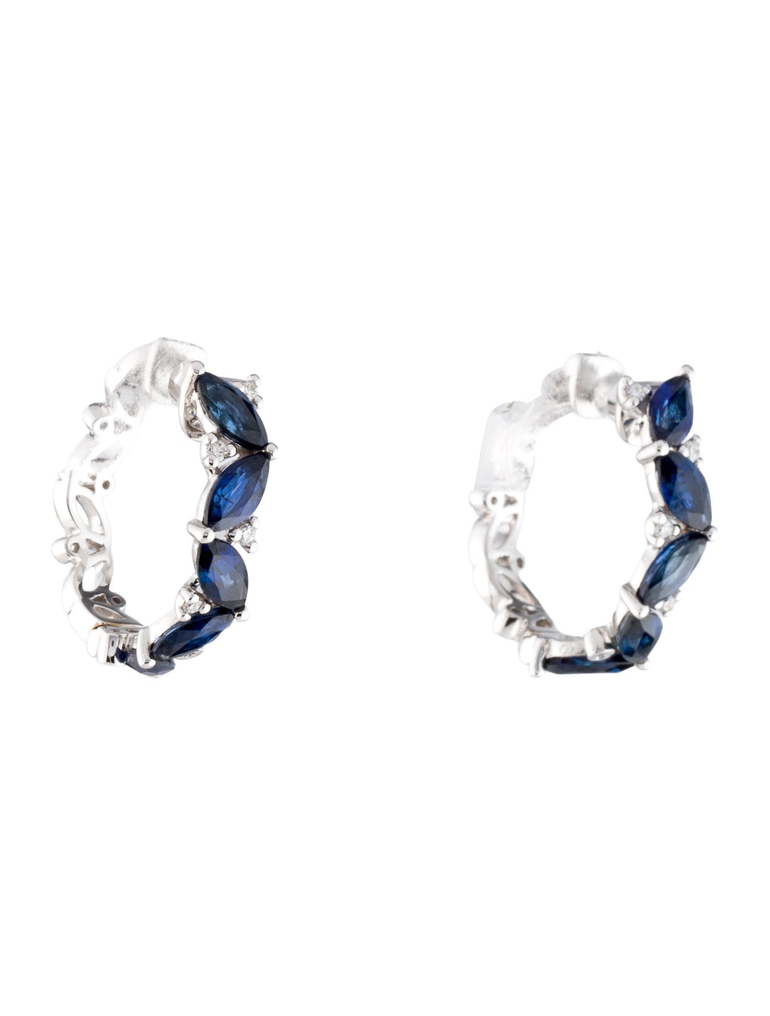 Effy Jewelry 14K 2.95ctw Sapphire & Diamond Hoop Earrings