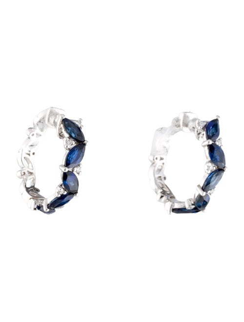 Effy Jewelry 14K 2.95ctw Sapphire & Diamond Hoop Earrings