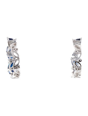 Effy Jewelry 14K 2.95ctw Sapphire & Diamond Hoop Earrings
