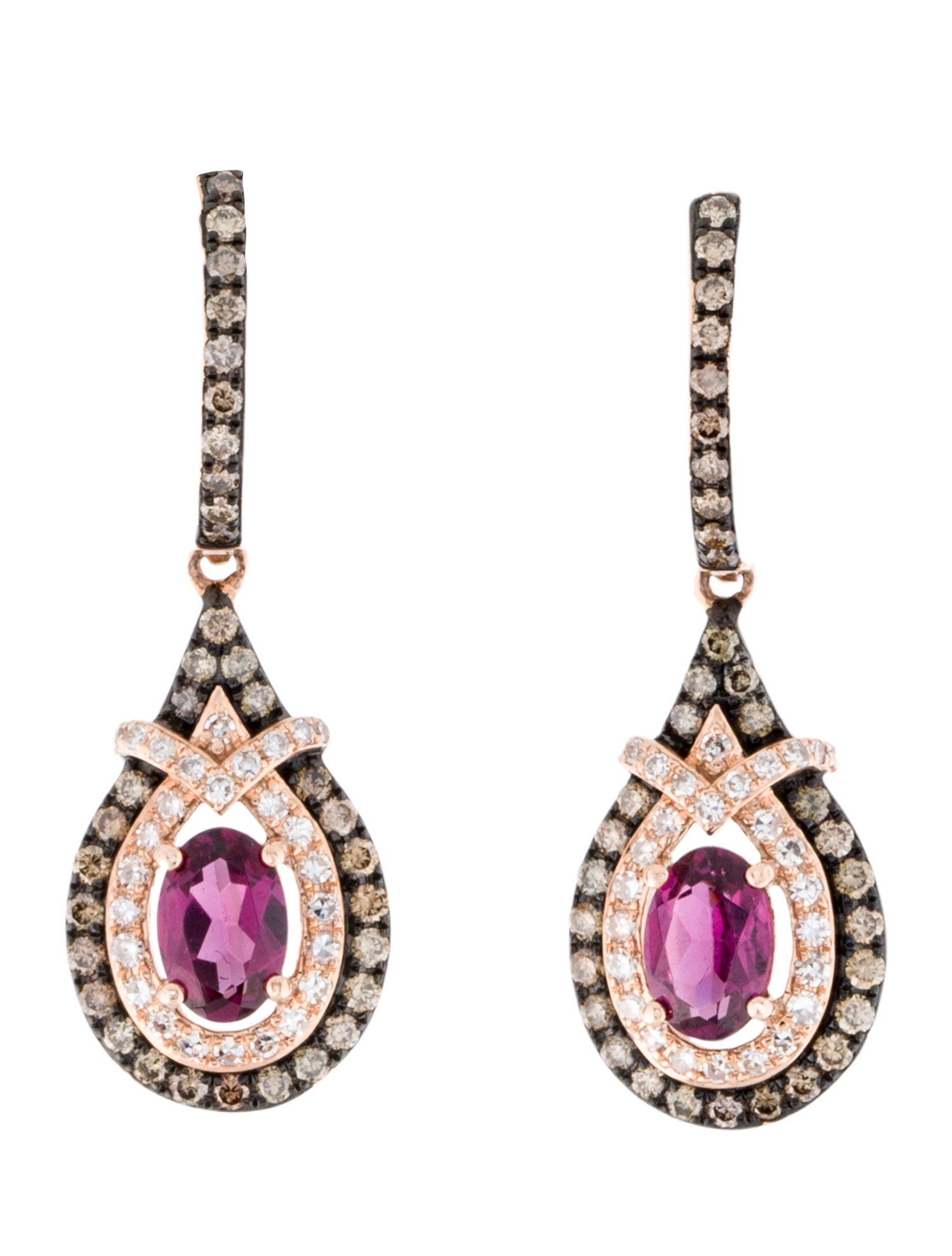 Effy Jewelry 14K Rhodolite & Diamond Drop Earrings