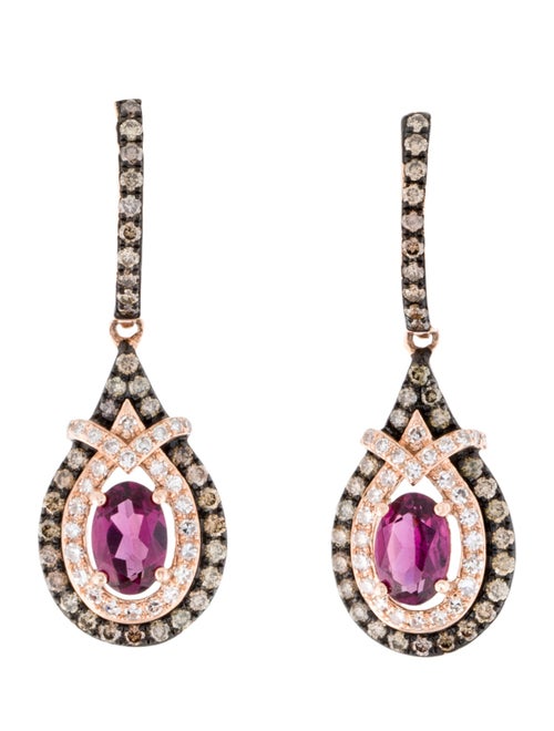 Effy Jewelry 14K Rhodolite & Diamond Drop Earrings