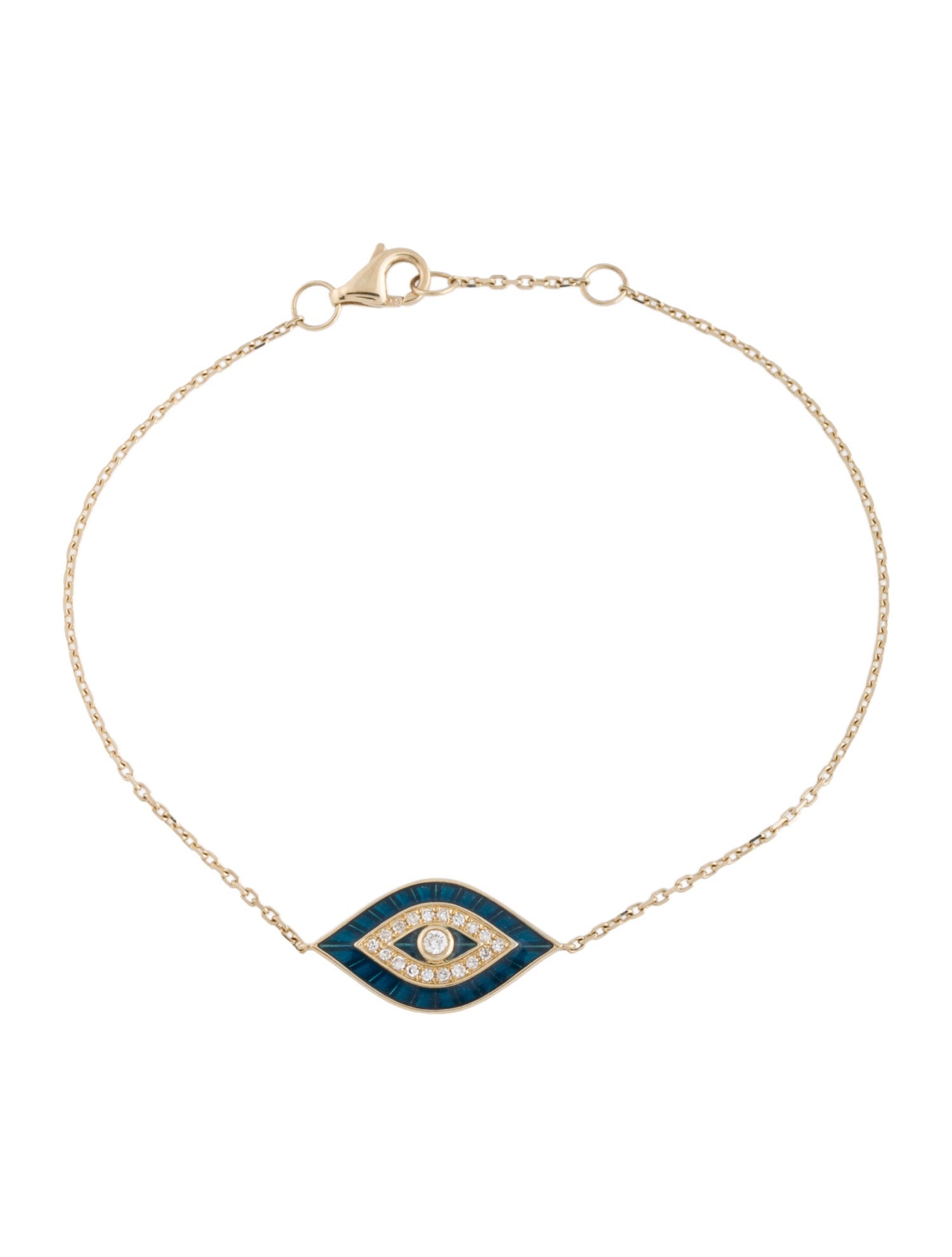 Effy Jewelry 14K Diamond & Enamel Evil Eye Bracelet