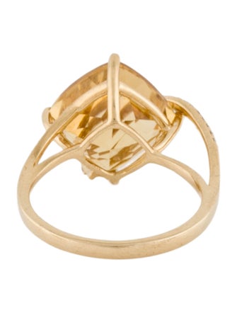 Effy Jewelry 14K 6.33ctw Citrine & Diamond Cocktail Ring