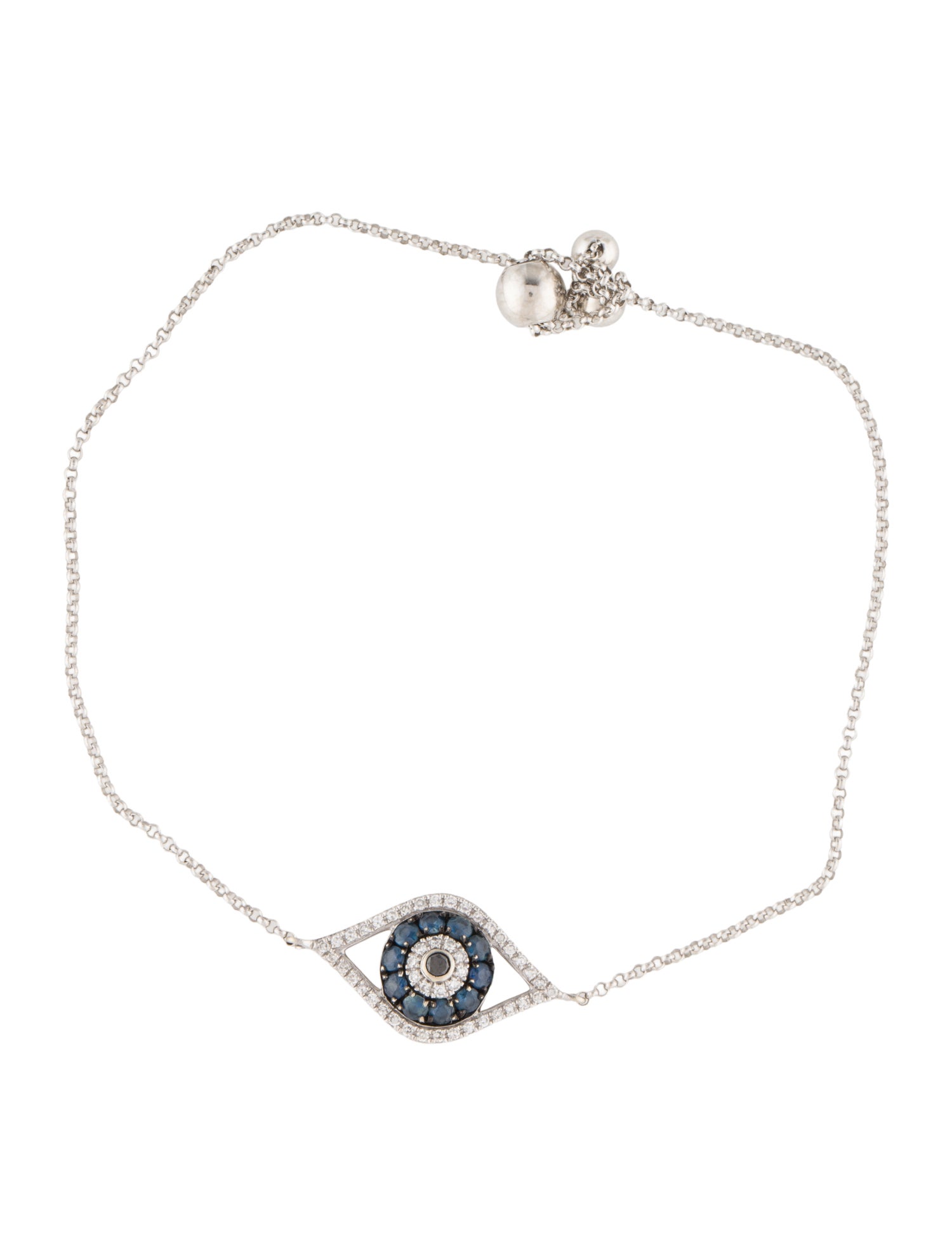 Effy Jewelry 14K Sapphire & Diamond Evil Eye Station Bracelet