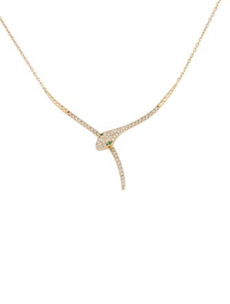 Effy Jewelry Emerald & Diamond Snake Pendant Necklace