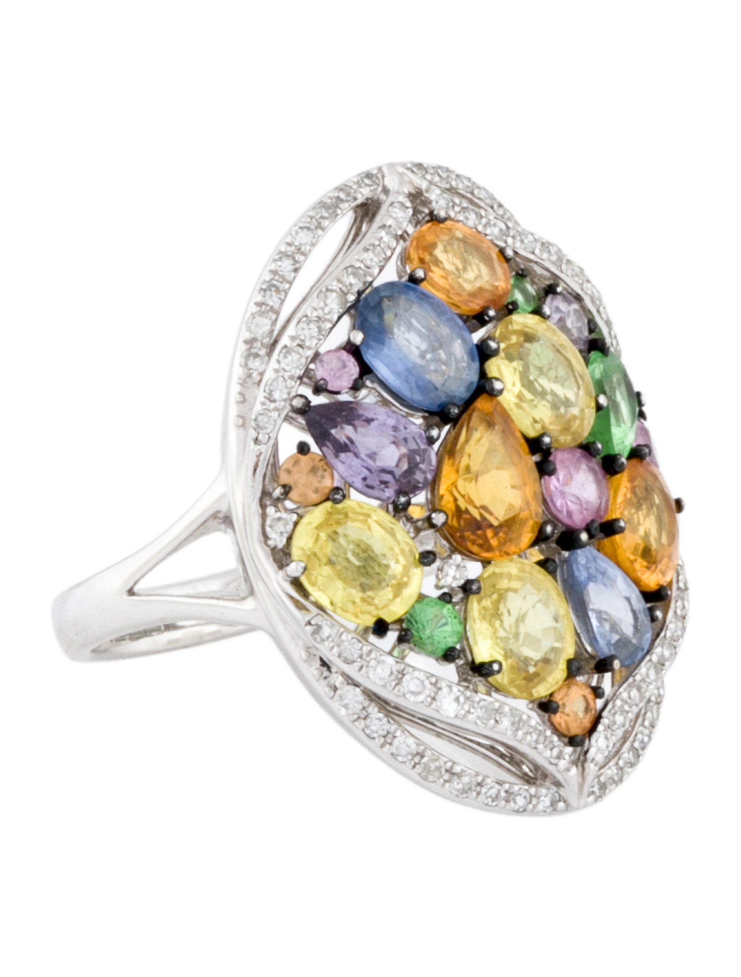 Effy Jewelry 14K Diamond & Multistone Watercolors Cocktail Ring