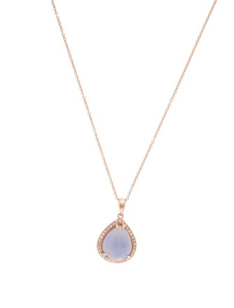 Effy Jewelry 14K 6.14ct Chalcedony & Diamond Pendant Necklace