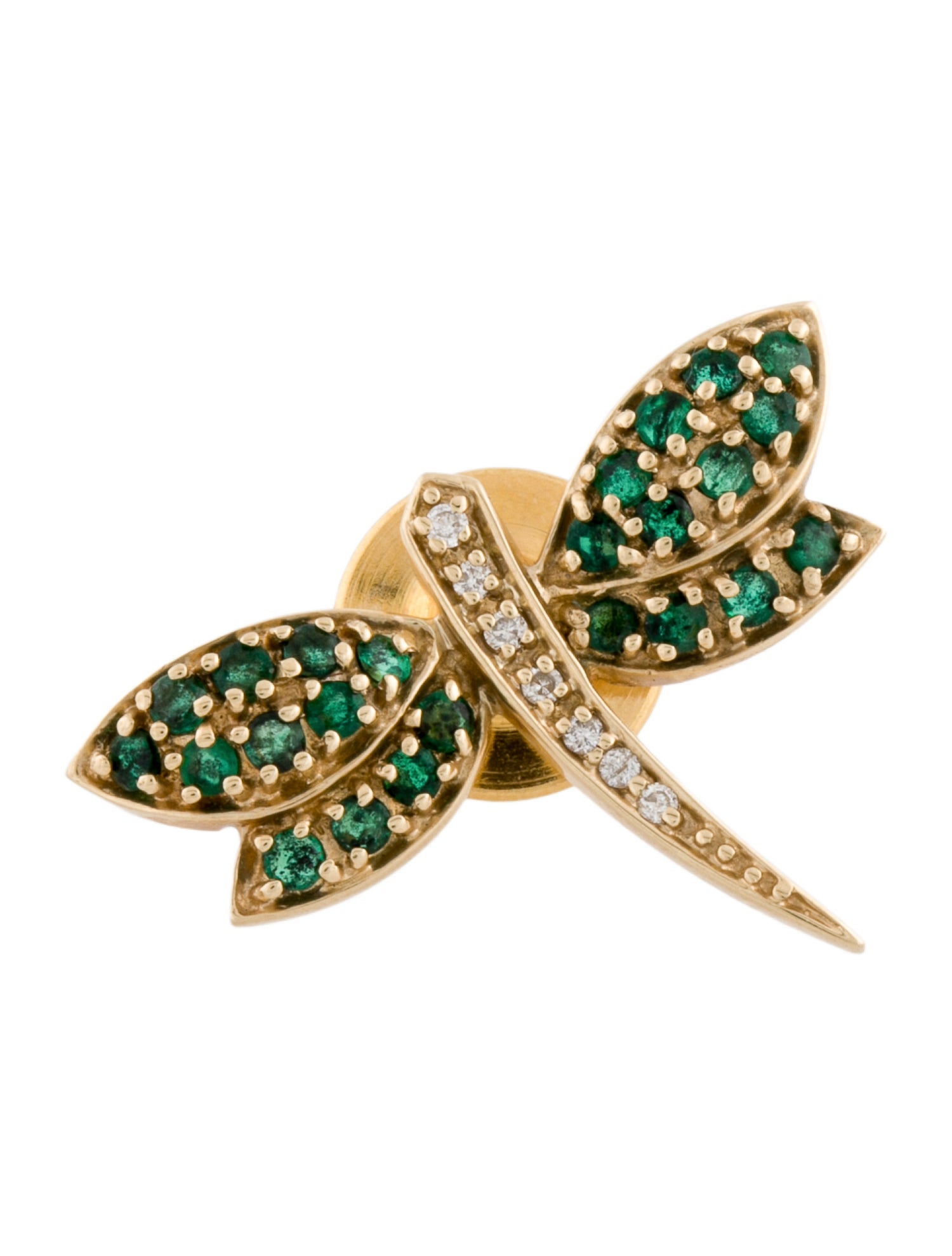 Effy Jewelry 14K Emerald & Diamond Dragonfly Brooch