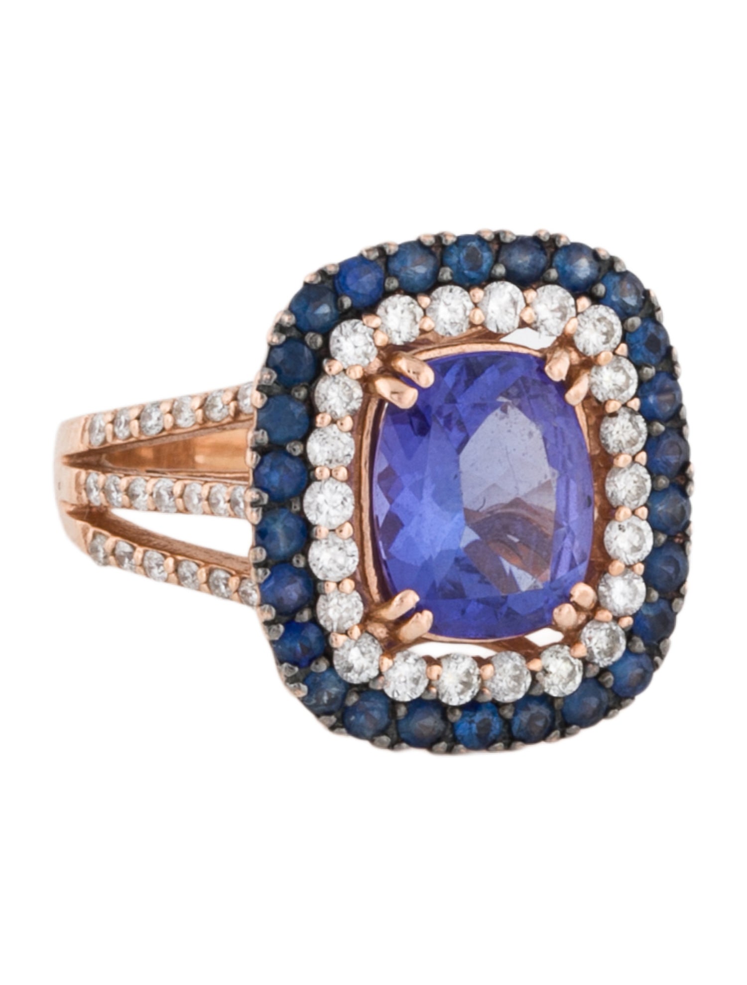 Effy Jewelry 14K Tanzanite Sapphire & Diamond Halo Cocktail Ring