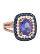 Effy Jewelry 14K Tanzanite Sapphire & Diamond Halo Cocktail Ring