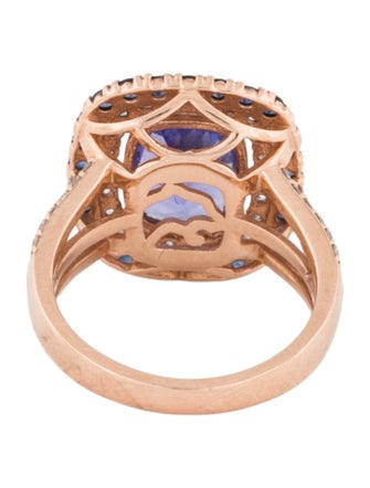 Effy Jewelry 14K Tanzanite Sapphire & Diamond Halo Cocktail Ring