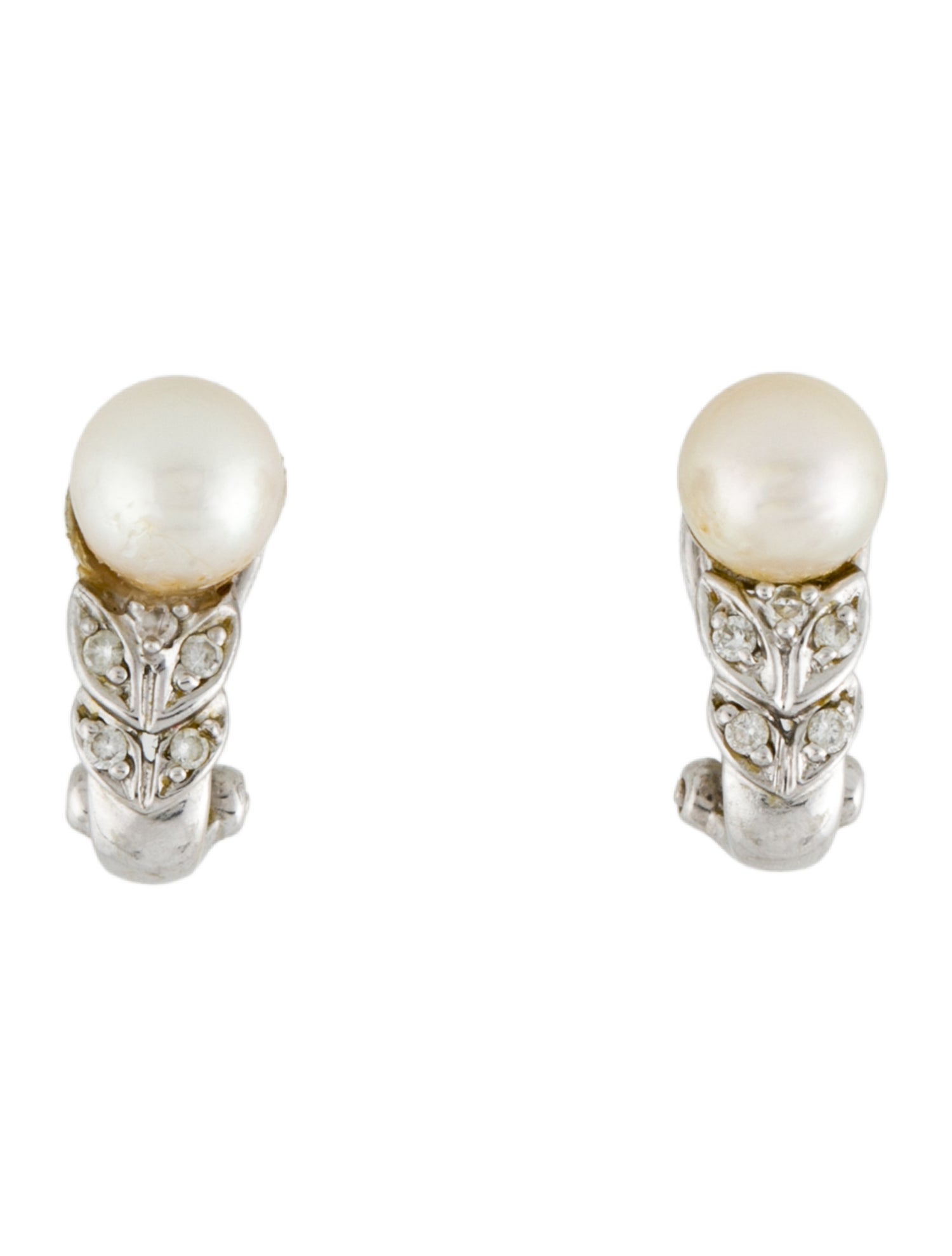 Effy Jewelry 14K Pearl & Diamond Earclips