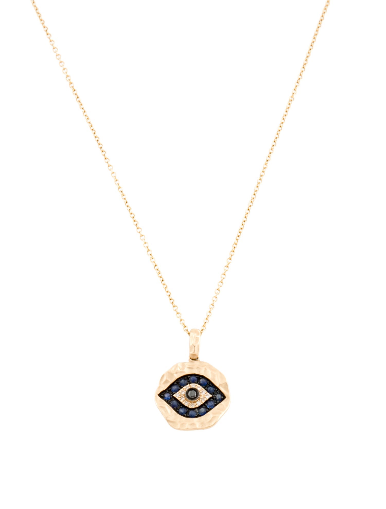 Effy Jewelry 14K Sapphire & Diamond Evil Eye Pendant Necklace
