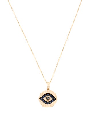 Effy Jewelry 14K Sapphire & Diamond Evil Eye Pendant Necklace