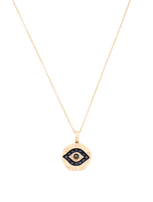 Effy Jewelry 14K Sapphire & Diamond Evil Eye Pendant Necklace