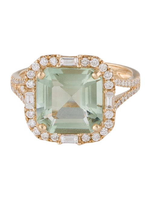 Effy Jewelry 14K 3.90ct Prasiolite and Diamond Cocktail Ring