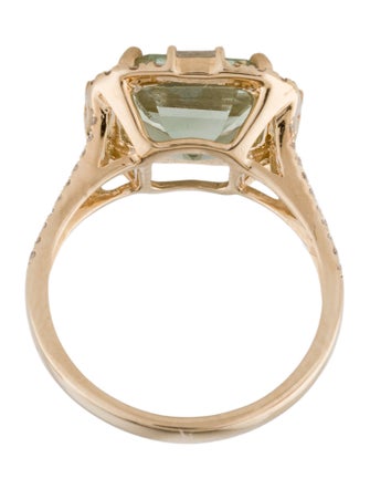 Effy Jewelry 14K 3.90ct Prasiolite and Diamond Cocktail Ring
