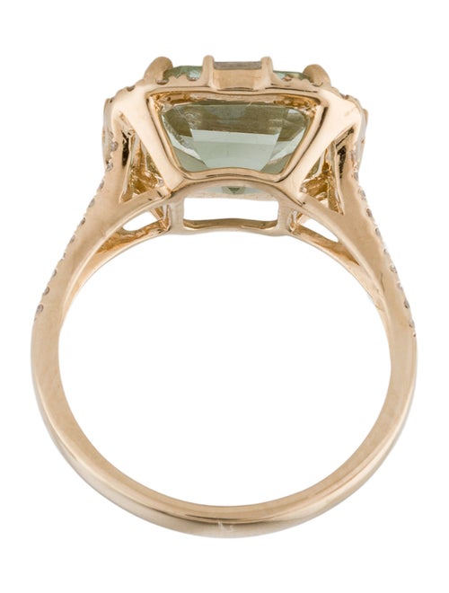 Effy Jewelry 14K 3.90ct Prasiolite and Diamond Cocktail Ring