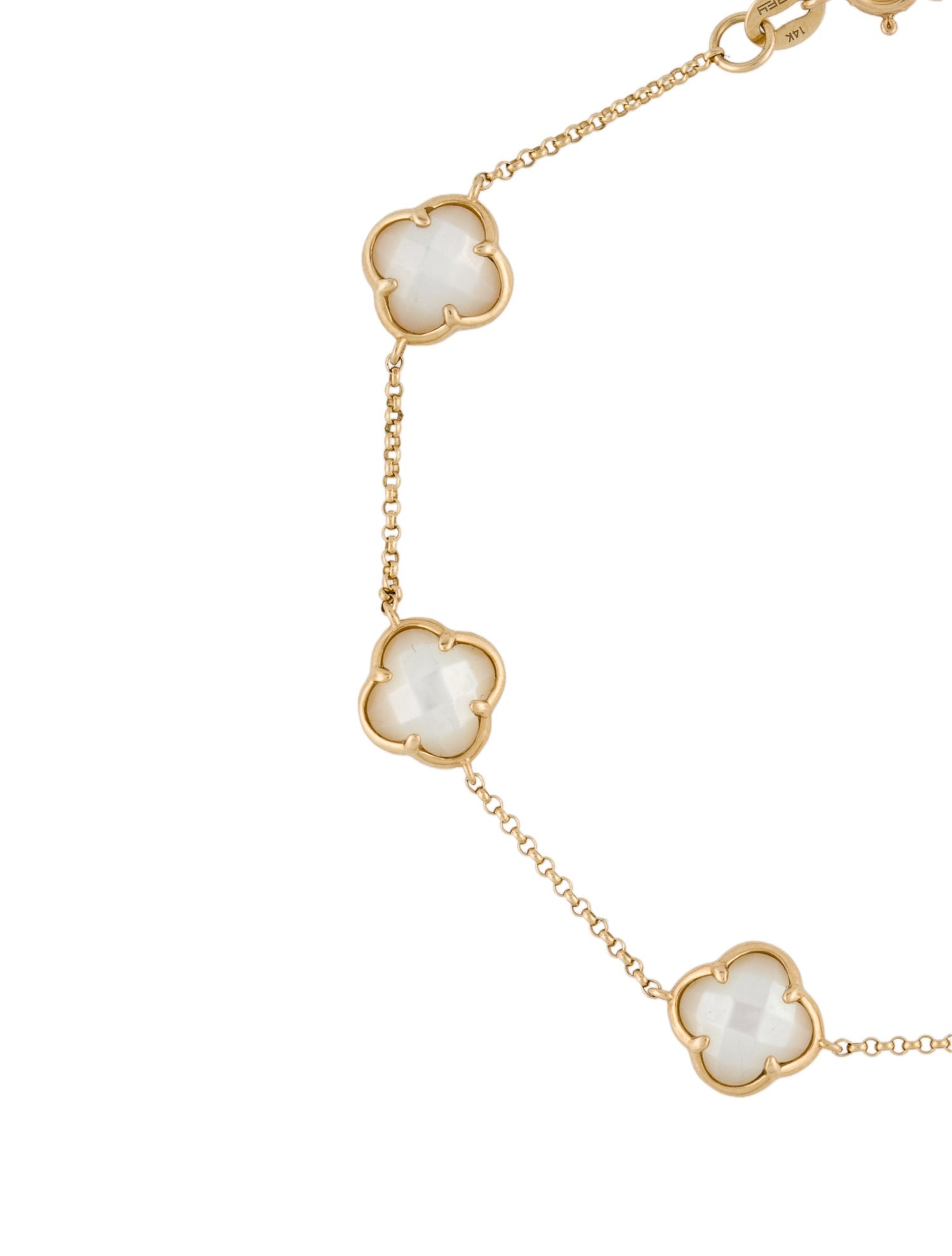 Effy Jewelry 14K Mother of Pearl Clover Station Bracelet