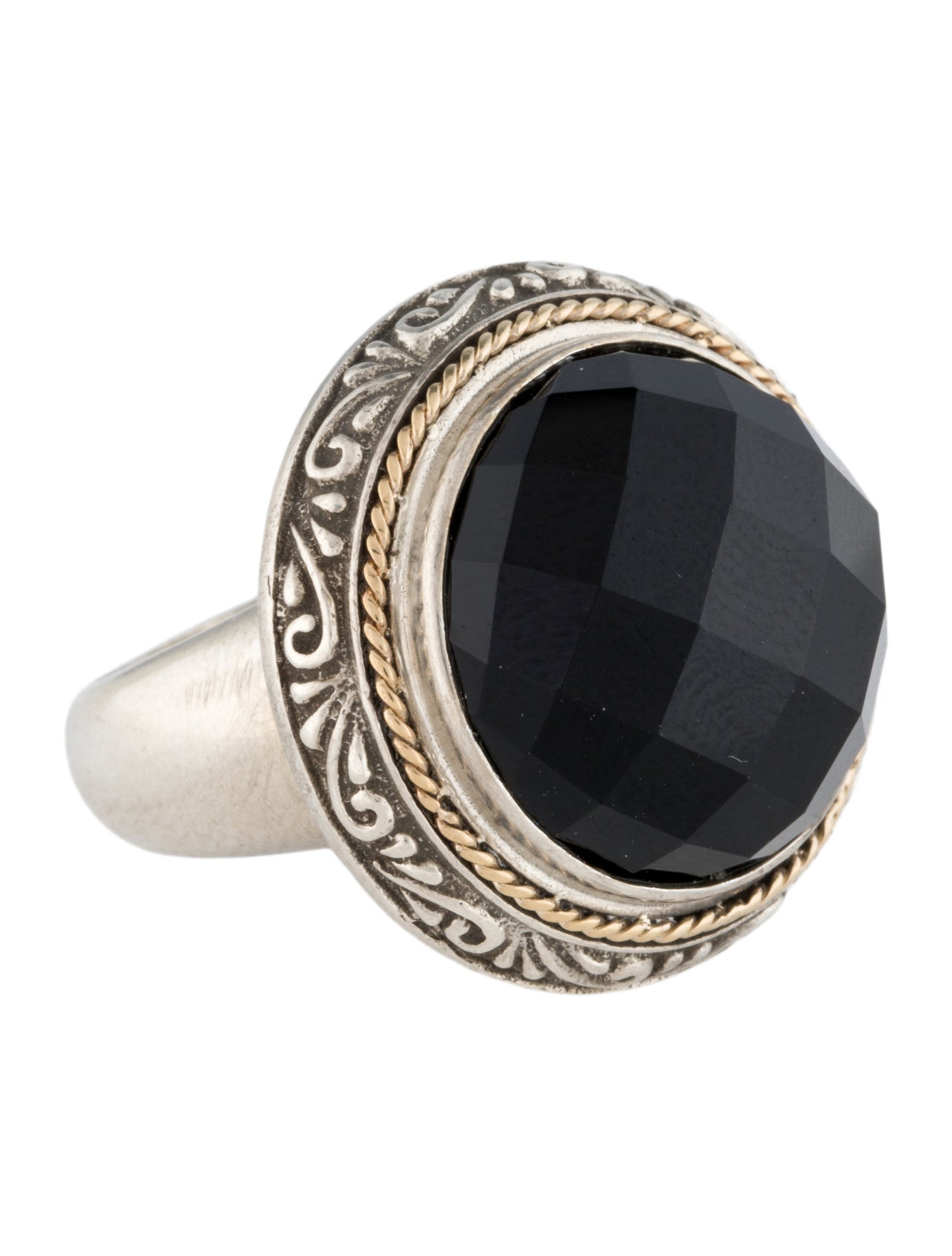Effy Jewelry Two-Tone Onyx Cocktail Ring
