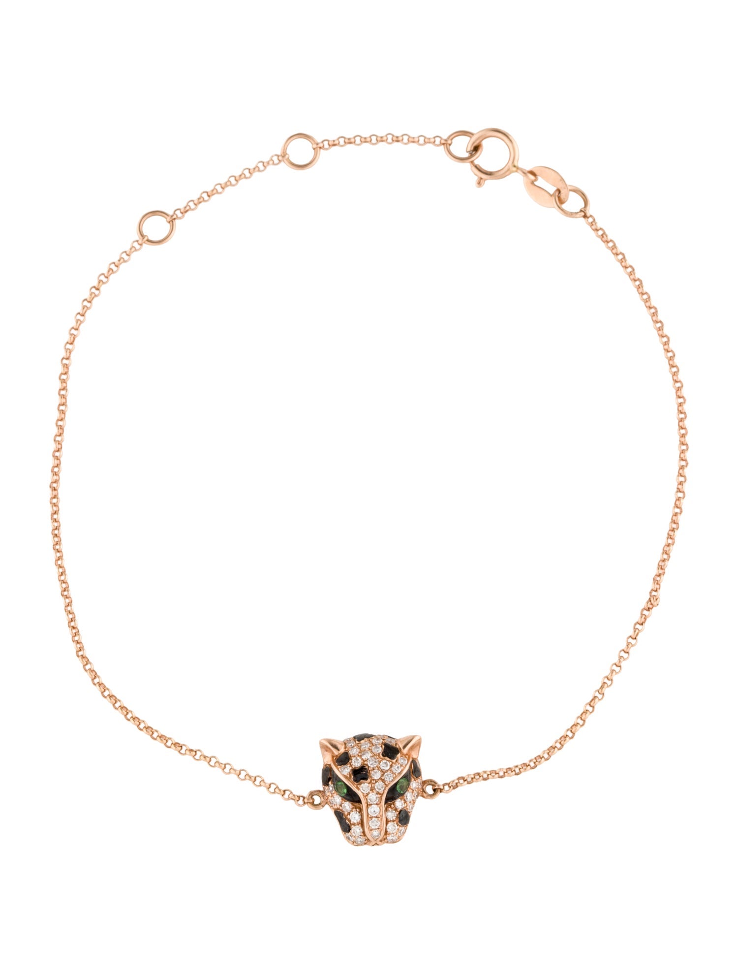 Effy Jewelry 14K Diamond & Tsavorite Panther Link Bracelet