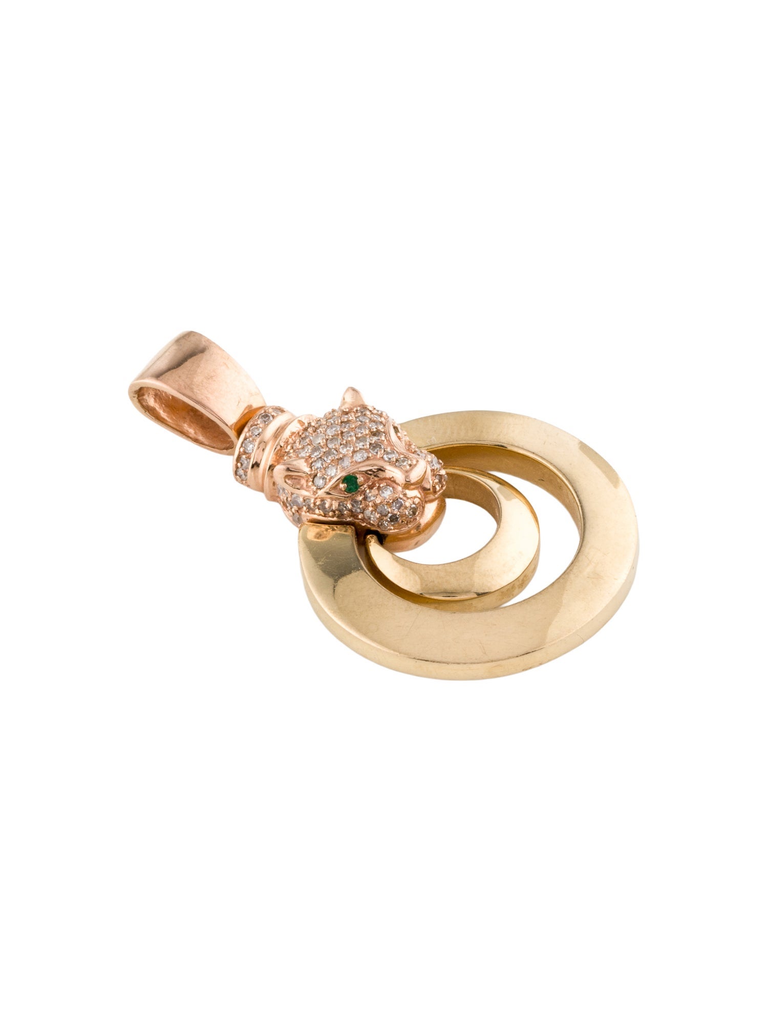 Effy Jewelry Two-Tone Diamond & Emerald Panther Pendant