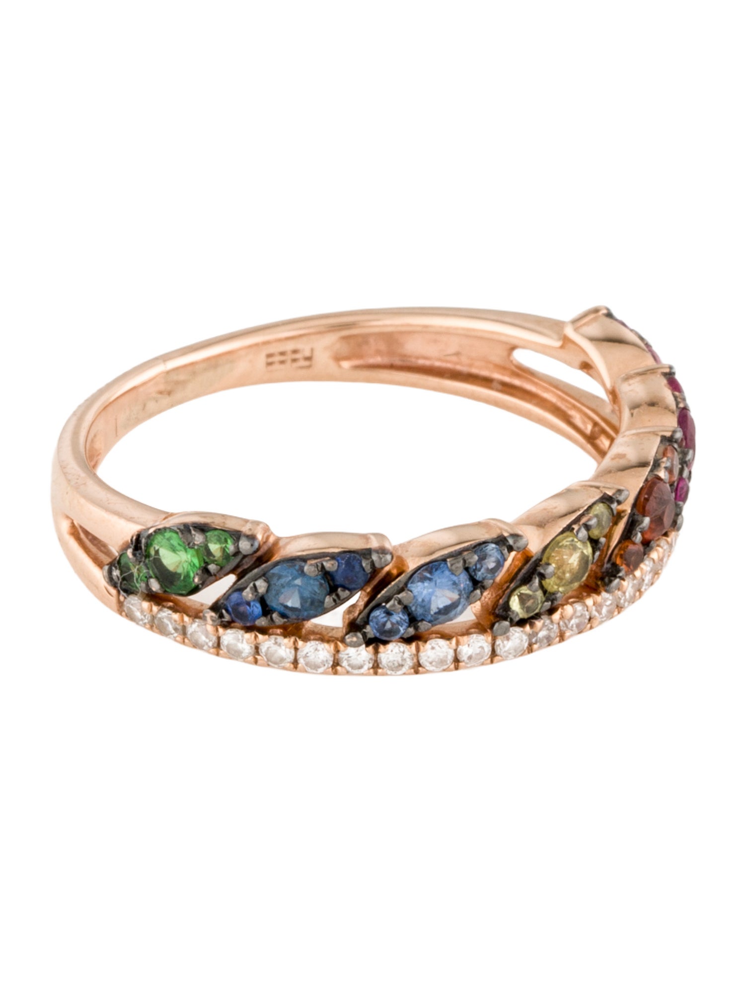 Effy Jewelry 14K Sapphire, Tsavorite Garnet & Diamond Band Ring