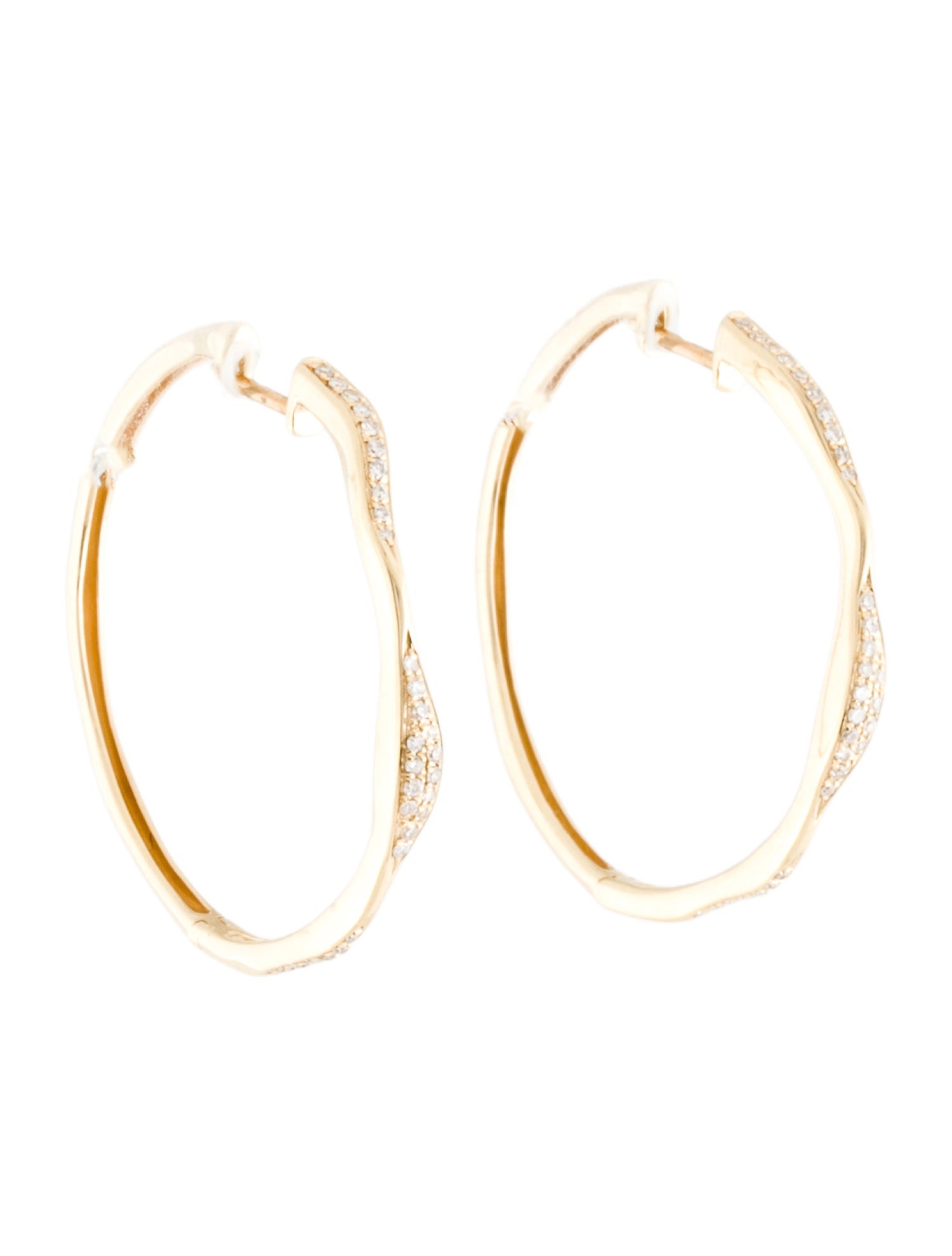 Effy Jewelry 14K Diamond D'Oro Wave Hoop Earrings