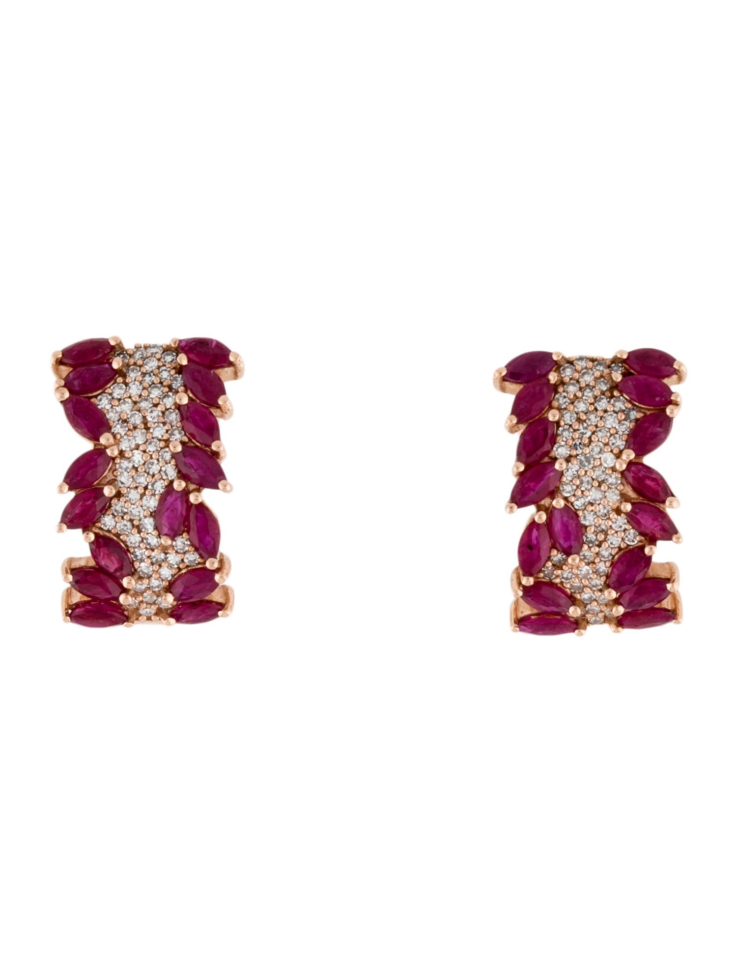 Effy Jewelry 14K Ruby & Diamond Earclips