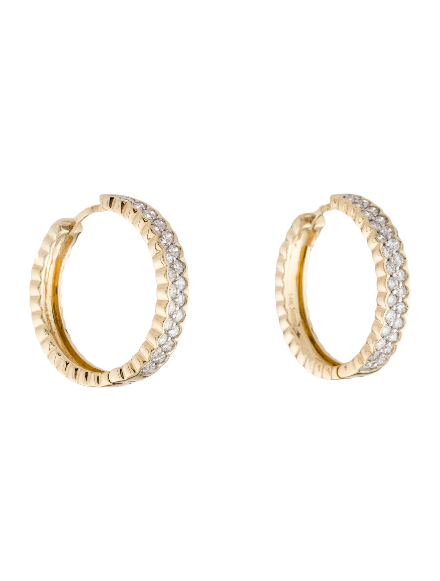 Effy Jewelry 14K 2.24ctw Diamond Hoop Earrings