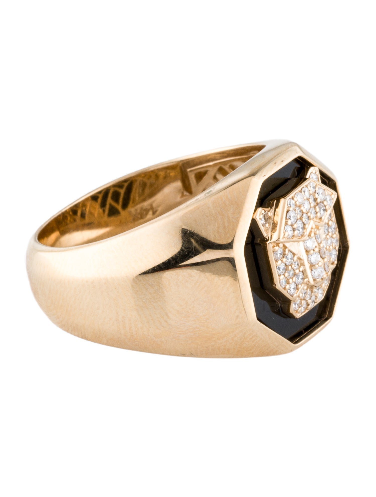 Effy Jewelry 14K Diamond & Onyx Panther Motif Signet Ring
