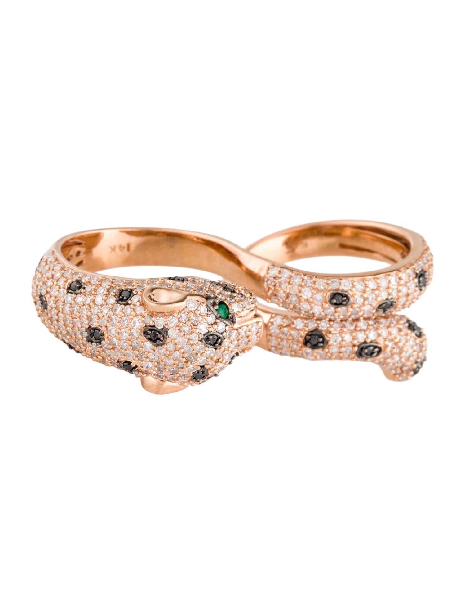 Effy Jewelry 14K Emerald & Diamond Panther Double Finger Ring
