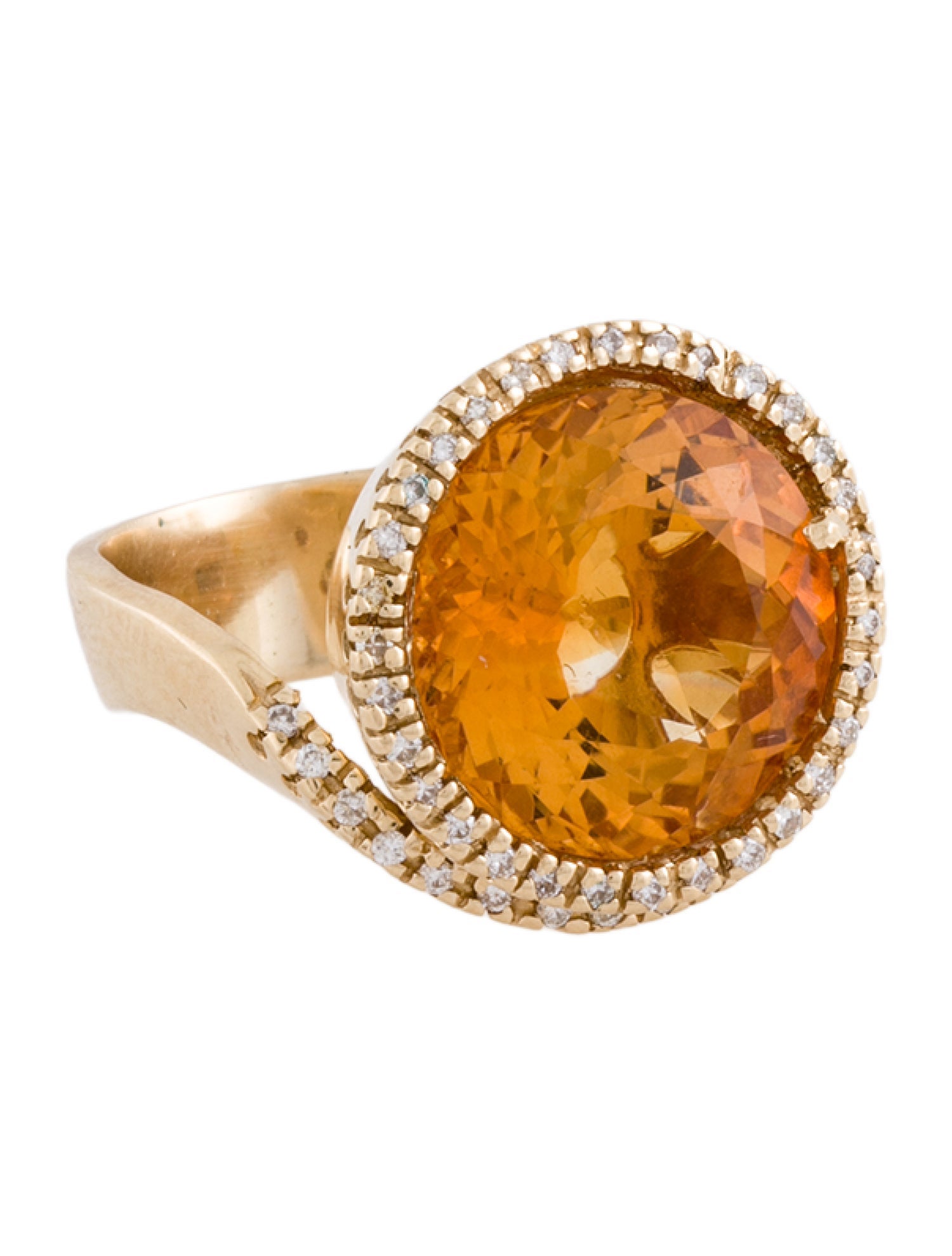 Effy Jewelry 14K Citrine & Diamond Cocktail Ring