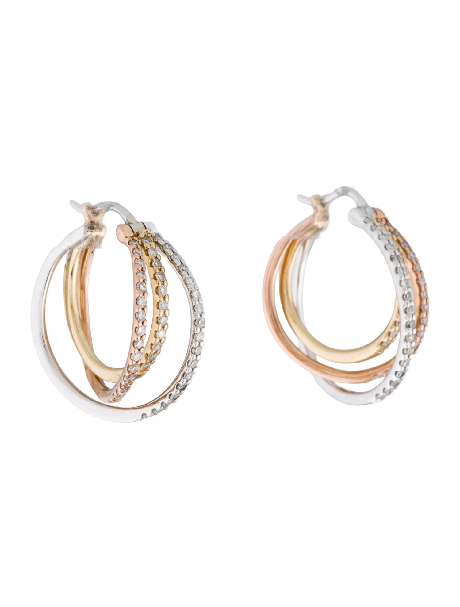 Effy Jewelry 14K Diamond Crossover Hoop Earrings