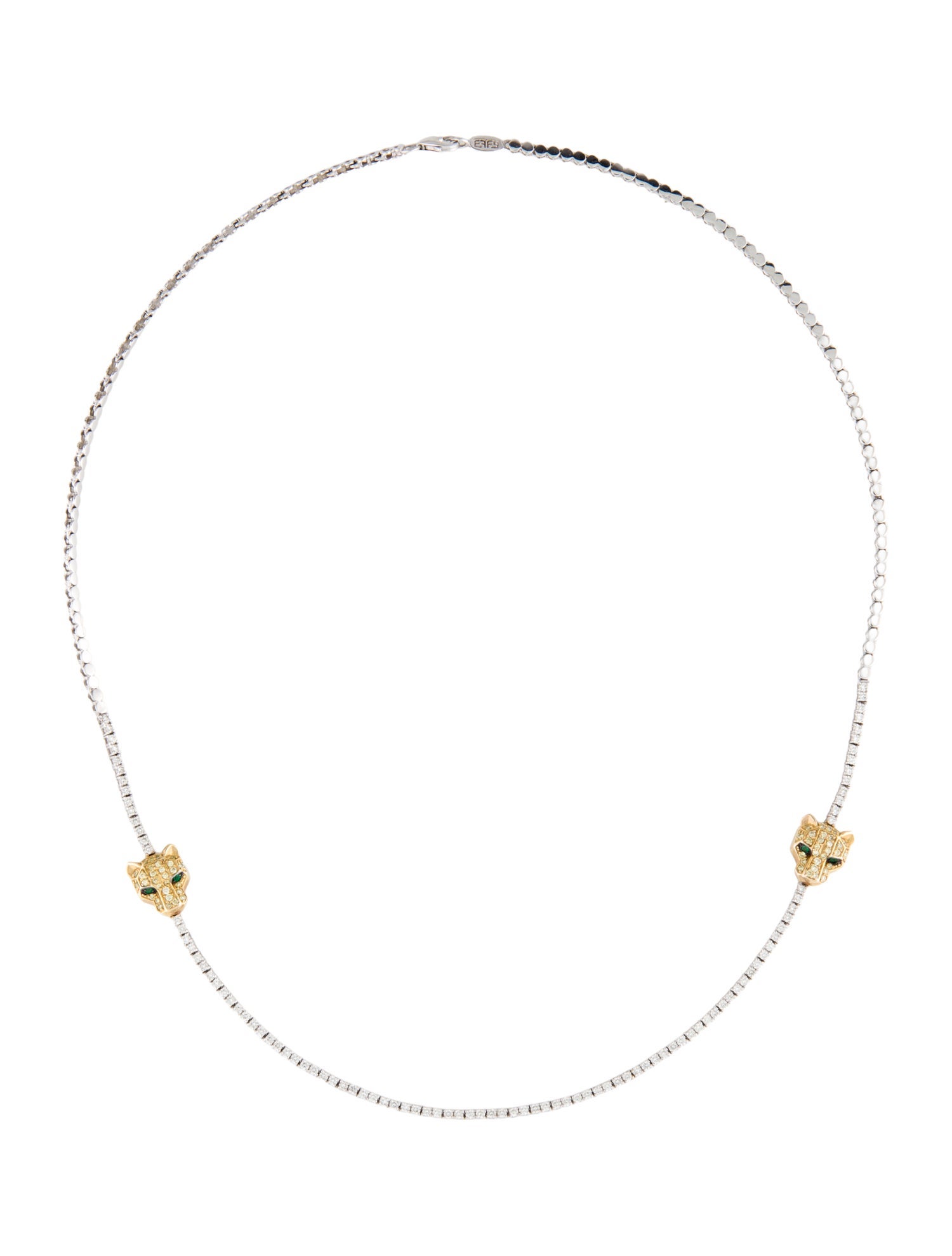 Effy Jewelry 14K Emerald & Diamond Panther Station Necklace