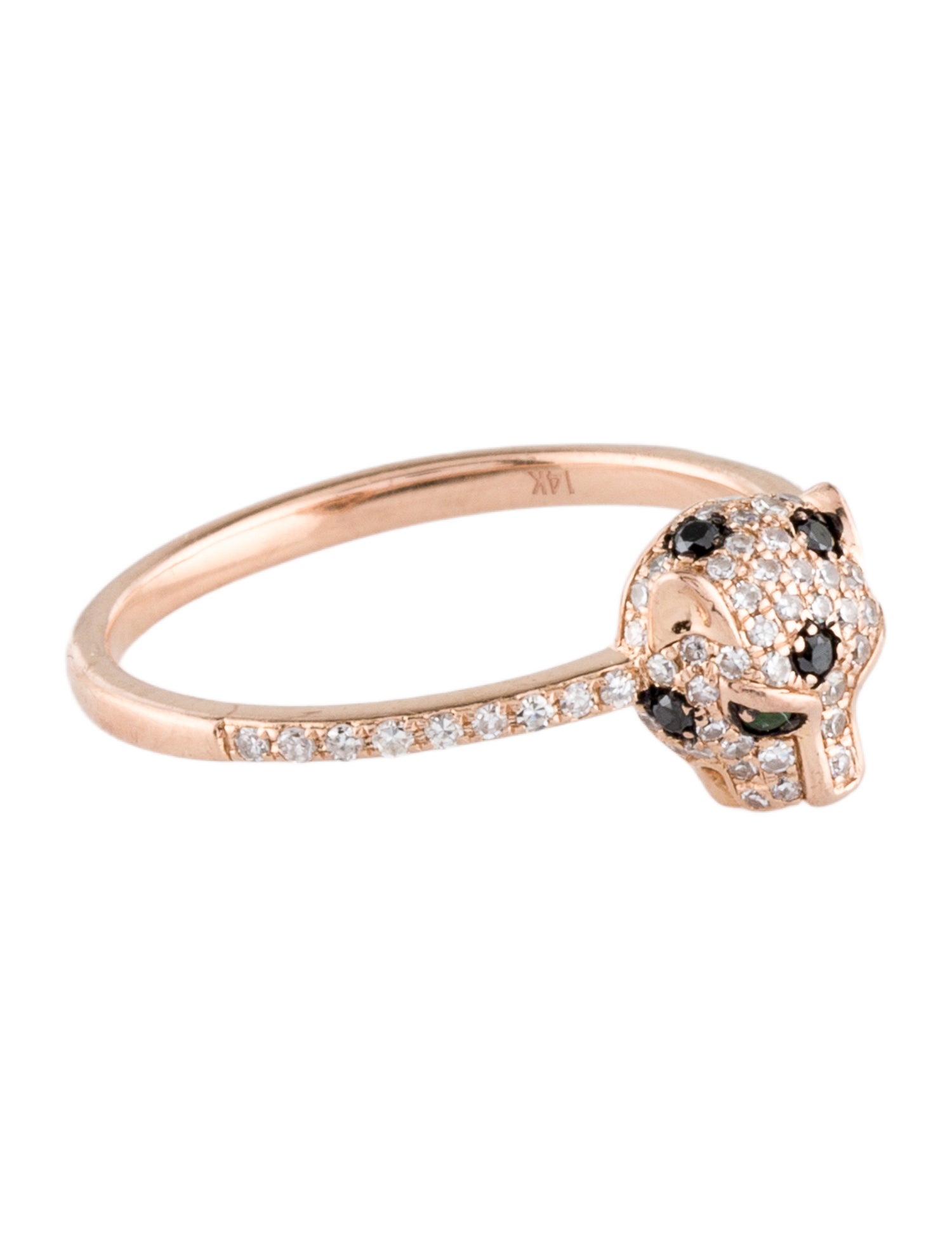 Effy Jewelry 14K Diamond, Onyx, & Tsavorite Garnet Panther Cocktail Ring